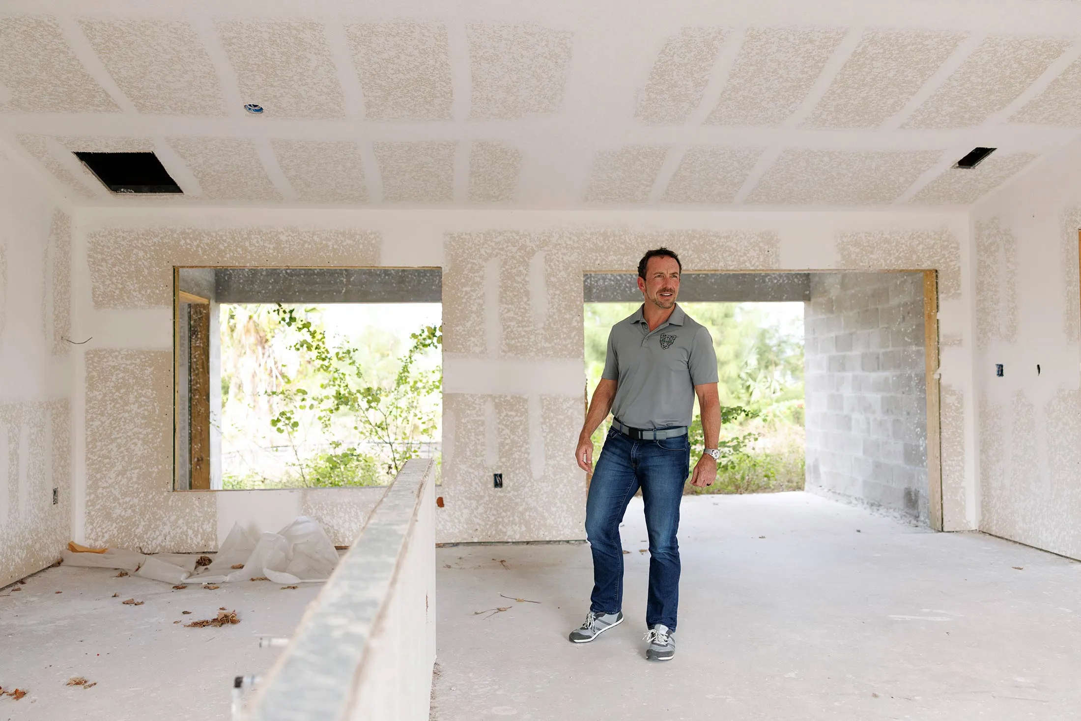Dave Diaz at an unfinished home in Cape Coral, Florida.