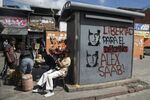 Graffiti that reads in Spanish &quot;Freedom For The Diplomat Alex Saab&quot; in Caracas, on Feb. 4.