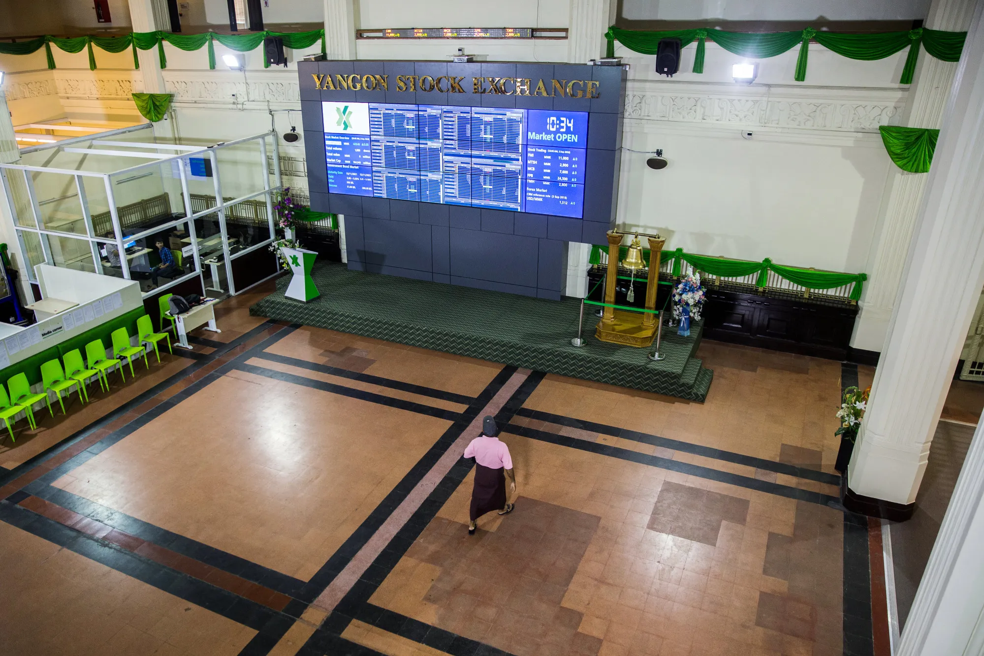 Inside&nbsp;the Yangon Stock Exchange&nbsp;in Yangon, Myanmar.