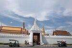 Outside the temple of the Emerald Buddha, a popular tourist spot, in Bangkok on May 27