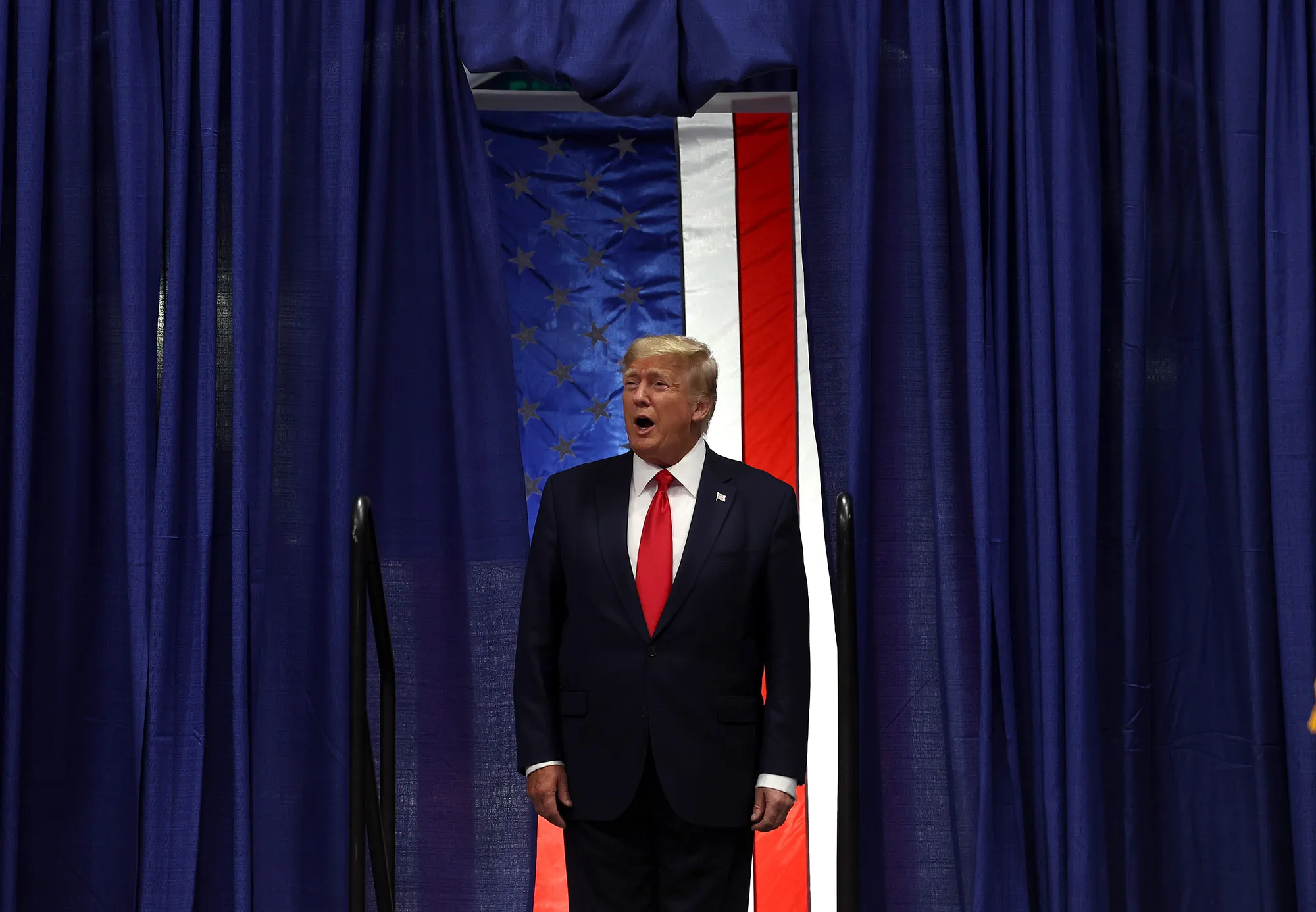 Donald Trump walks on stage during a "Save America" rally, on July 9.