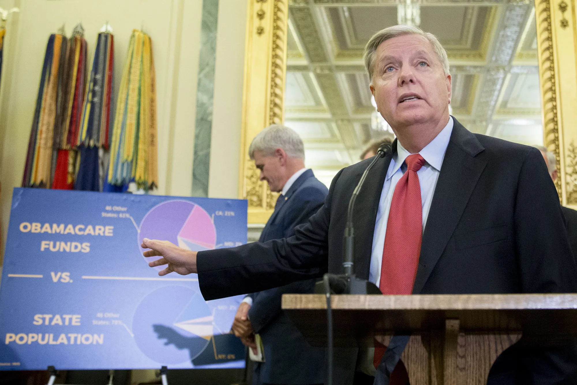 Lindsey Graham speaks during a news conference to reform health care on Capitol Hill in Washington, D.C., on Sept. 13, 2017.
