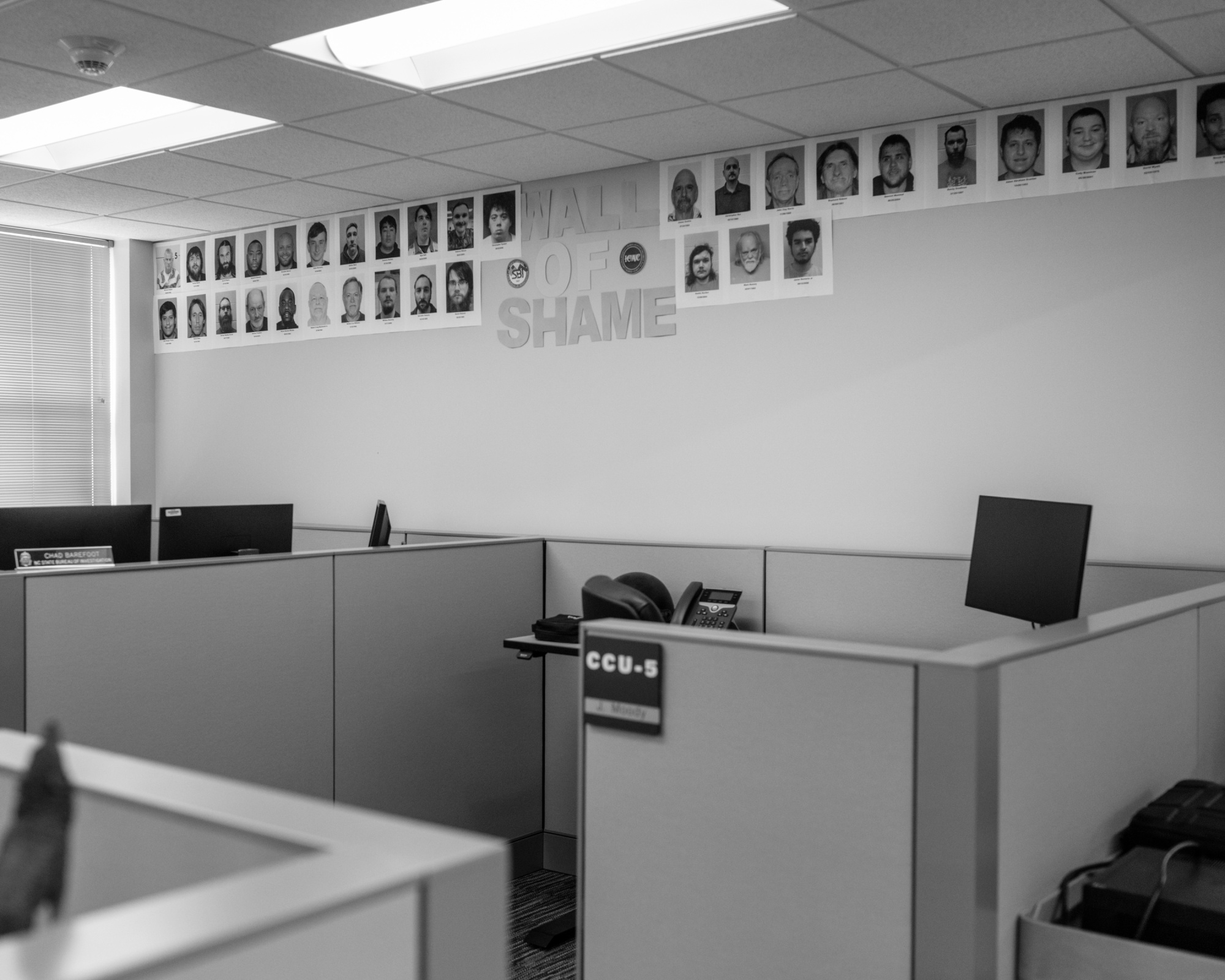 A display in the ICAC Task Force’s office shows the criminals apprehended so far  in calendar year 2026.