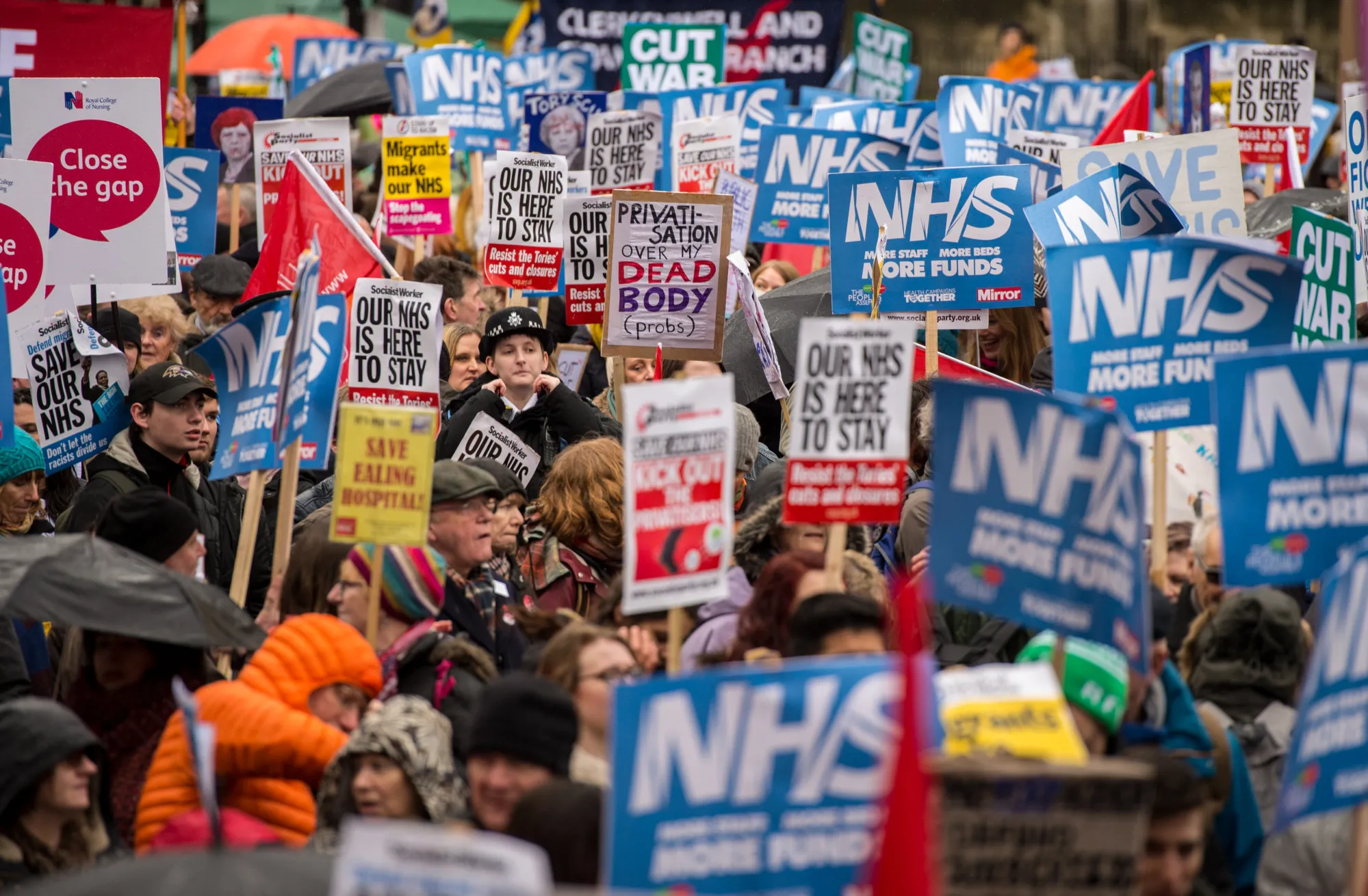 A demonstration against the Conservative government's health policy in London on Feb. 3.
