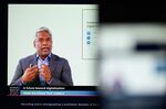 Thomas Kurian, chief executive officer of cloud services of Google, during a telecast of the SoftBank World event in Tokyo arranged in Kawasaki, Kanagawa Prefecture, Japan, on Oct. 29, 2020.&nbsp;