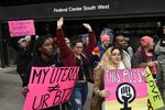 Protesters pour out of a D.C. metro station to attend the Women's March on Washington on Saturday. 