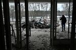 A destroyed military facility in the city of Brovary outside Kyiv on March 1.