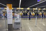 Empty check-in counters for Deutsche Lufthansa AG at Terminal 1 of Frankfurt Airport, on June 24.