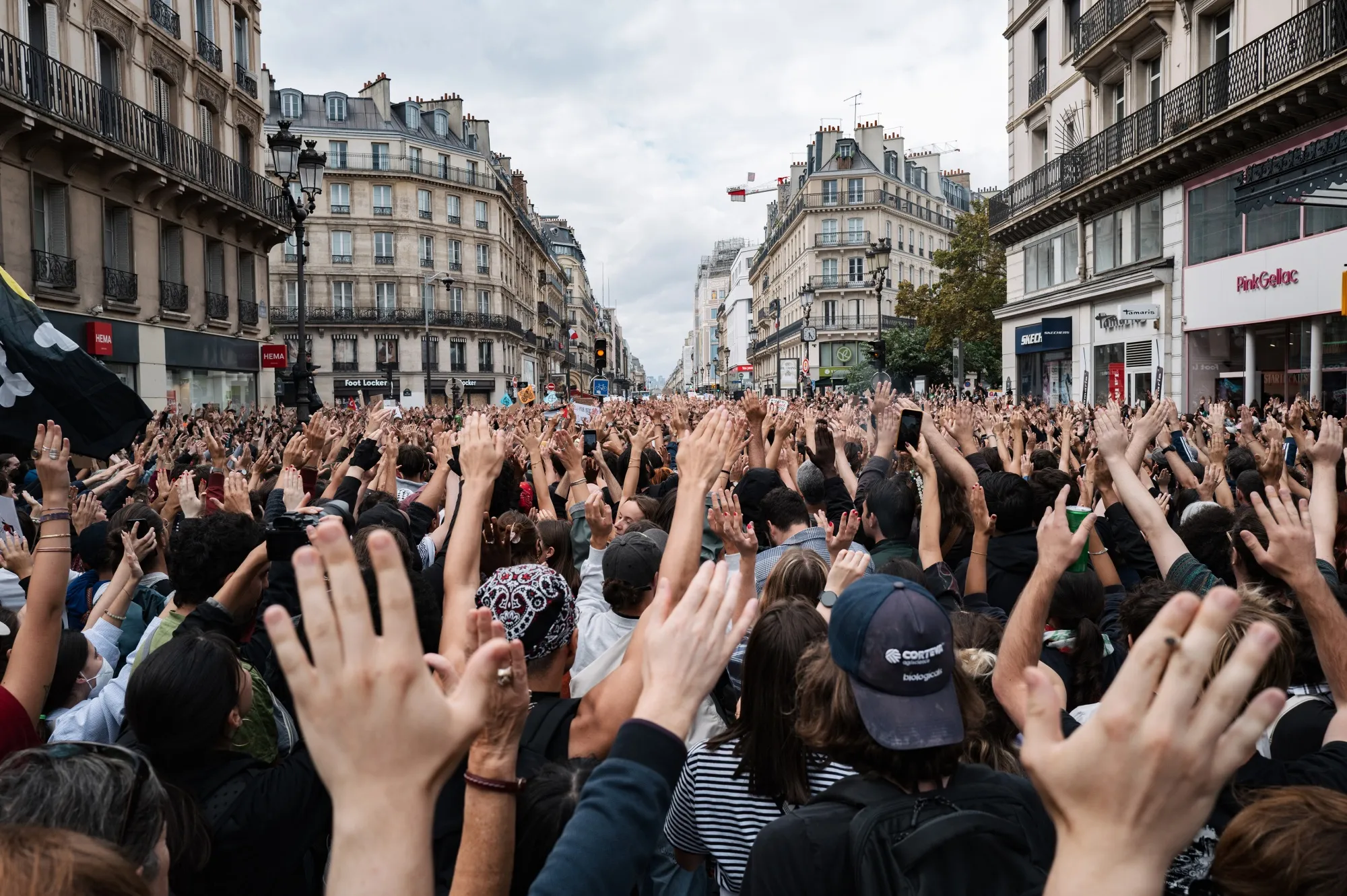 Protesters demonstrate in Paris, on Sept. 10.
