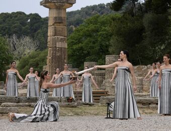 relates to Despite weather glitch, the Paris Olympics flame is lit at the Greek cradle of ancient games