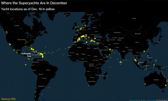 Superyachts Betray Where Billionaires Are Spending Christmas