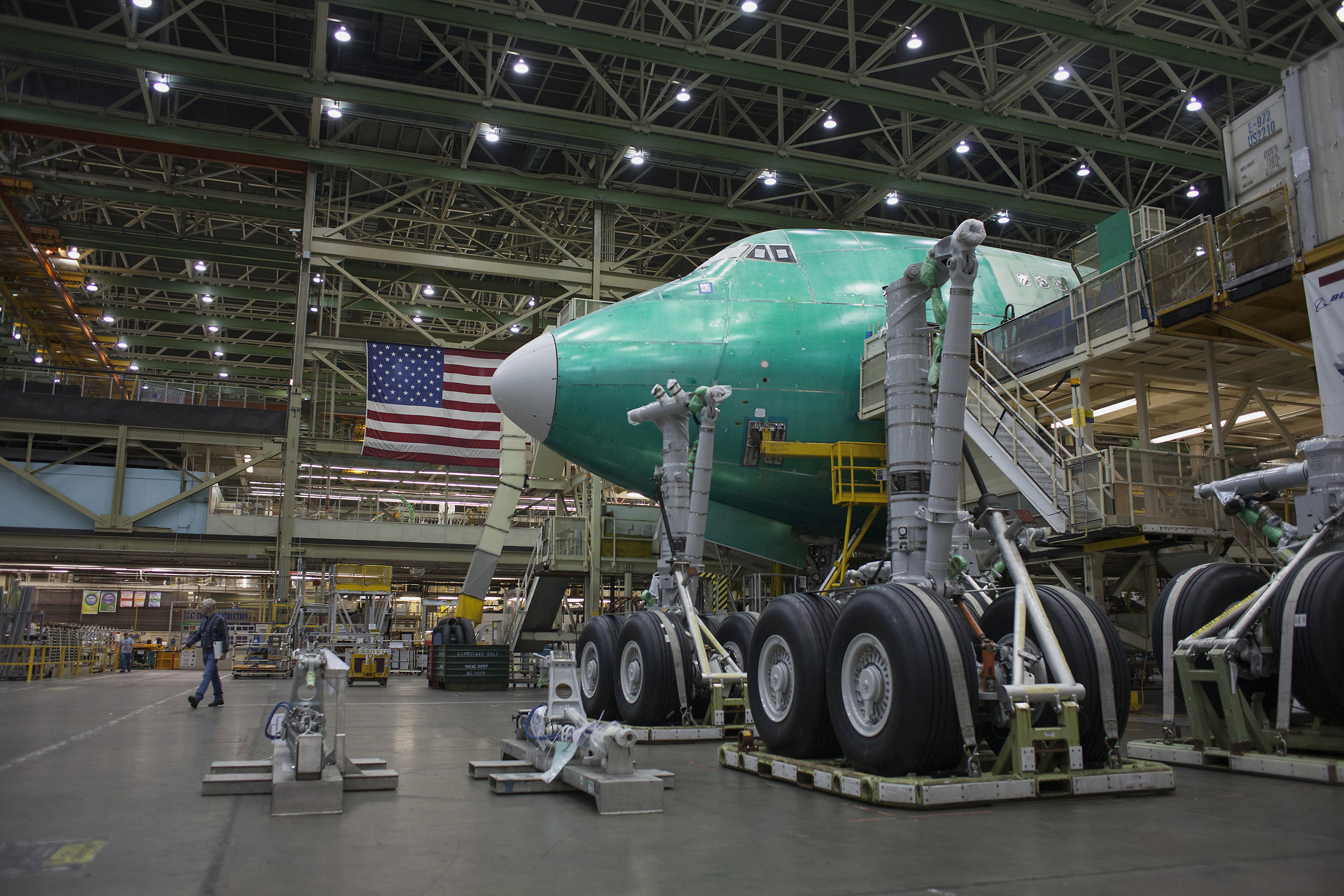 A 747-8 airplane at the Boeing Co. factory in Everett, Washington, in 2015.