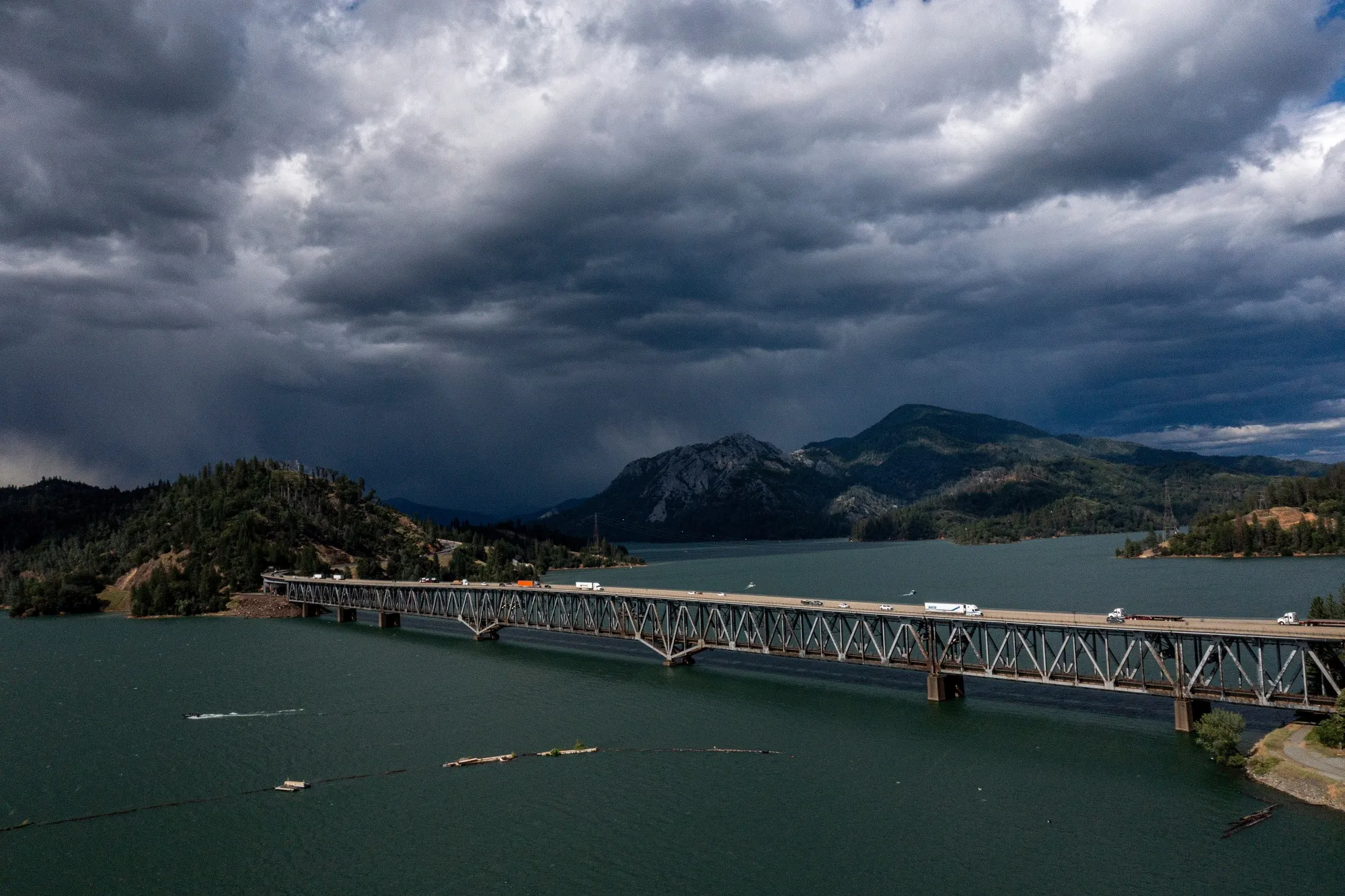Shasta Lake, California's largest reservoir, after a historic rainy season.