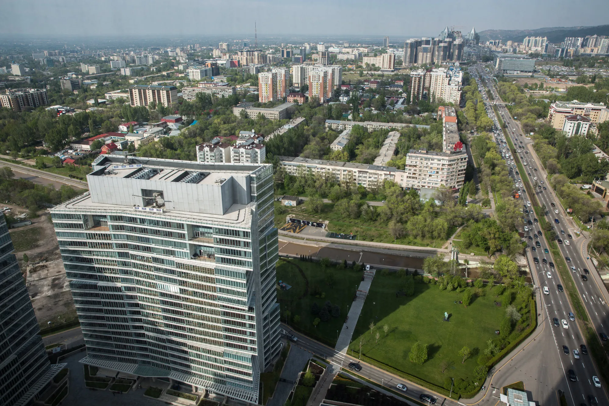 Residential and commercial buildings stand in Almaty, Kazakhstan.&nbsp;