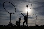 People play Quidditch in Nantes, western France.,