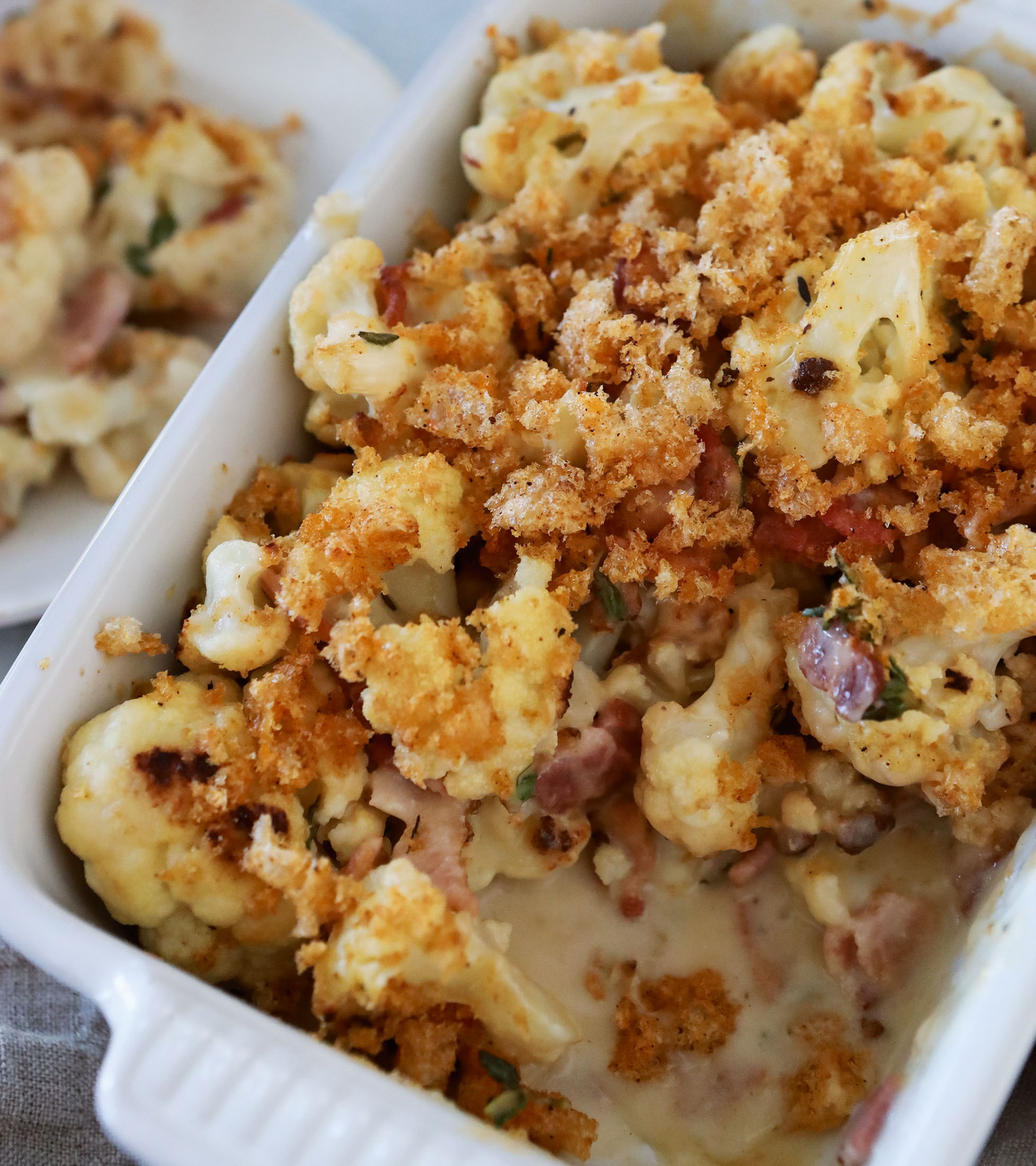 Best GlutenFree Cauliflower Gratin Recipe Uses Bacon, Pork Rinds