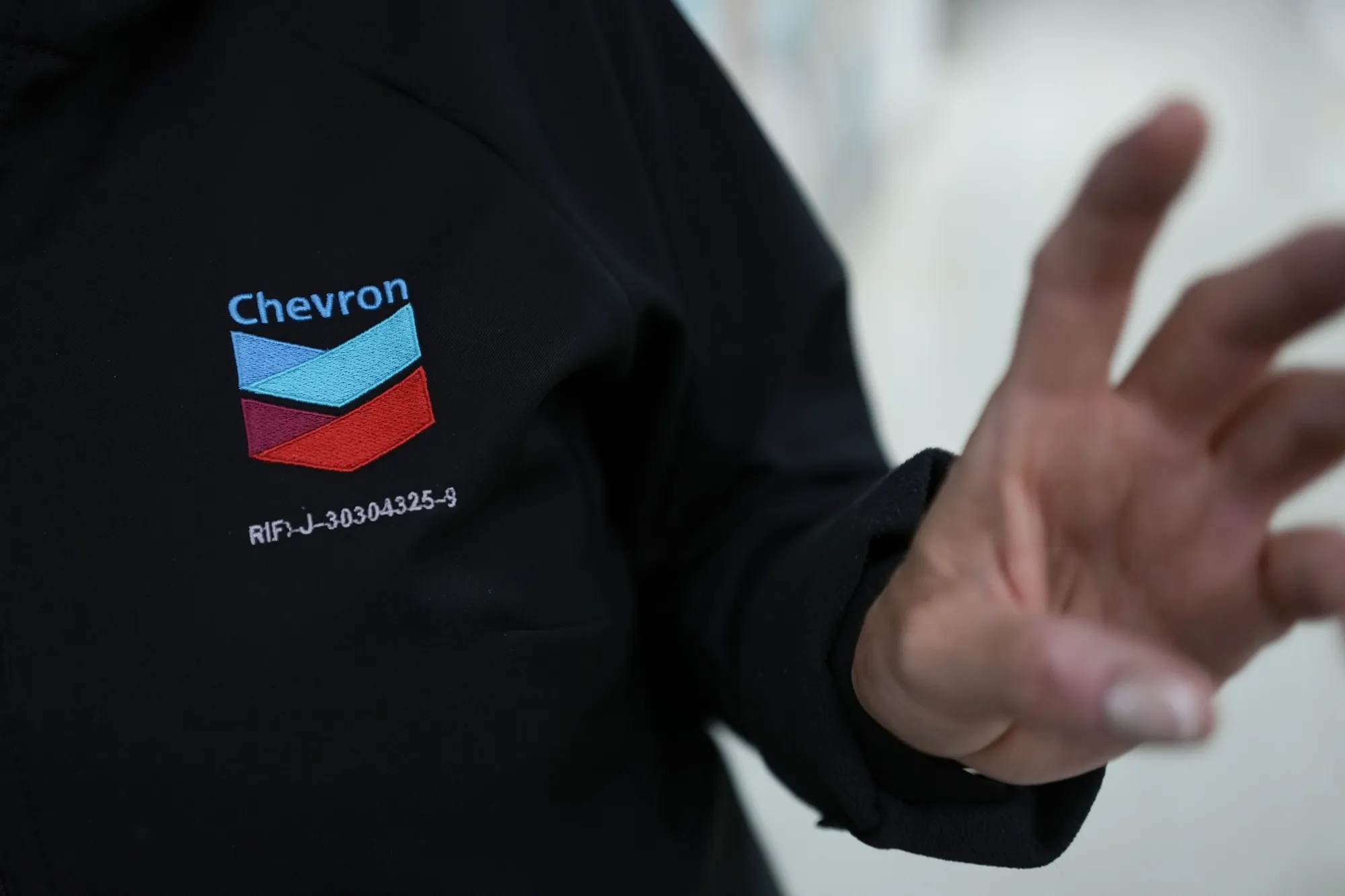 An employee at the Chevron Corp. offices in Caracas, Venezuela.