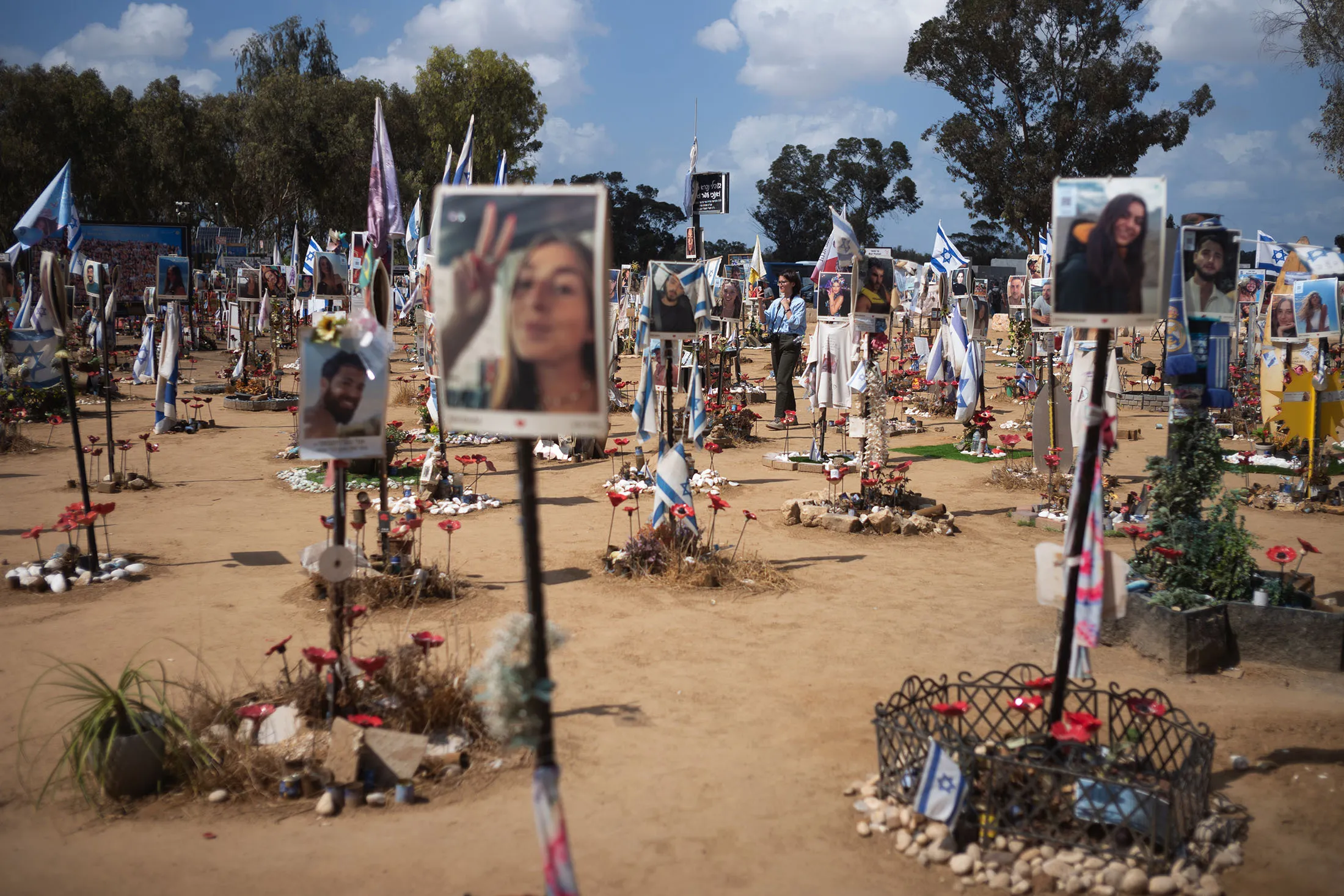 Memorials at the site of the Supernova music festival near Kibbutz Re'im in September.