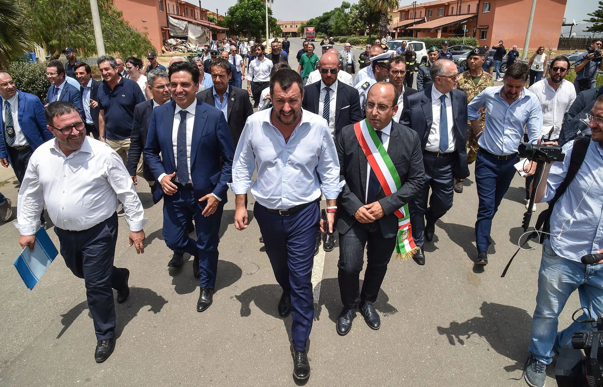 Matteo Salvini tours a closed&nbsp;asylum seeker and migrants reception center&nbsp;in Mineo, Sicily.&nbsp;