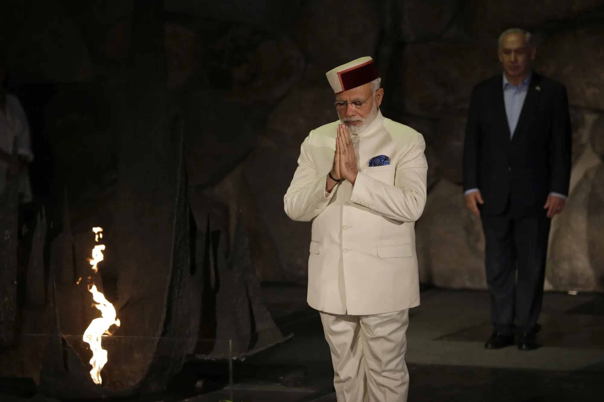 Modi, visiting Yad Vashem in 2017, has drawn closer to Israel.&nbsp;