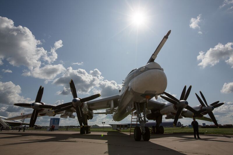 A Tupolev Tu-95 strategic bomber aircraft