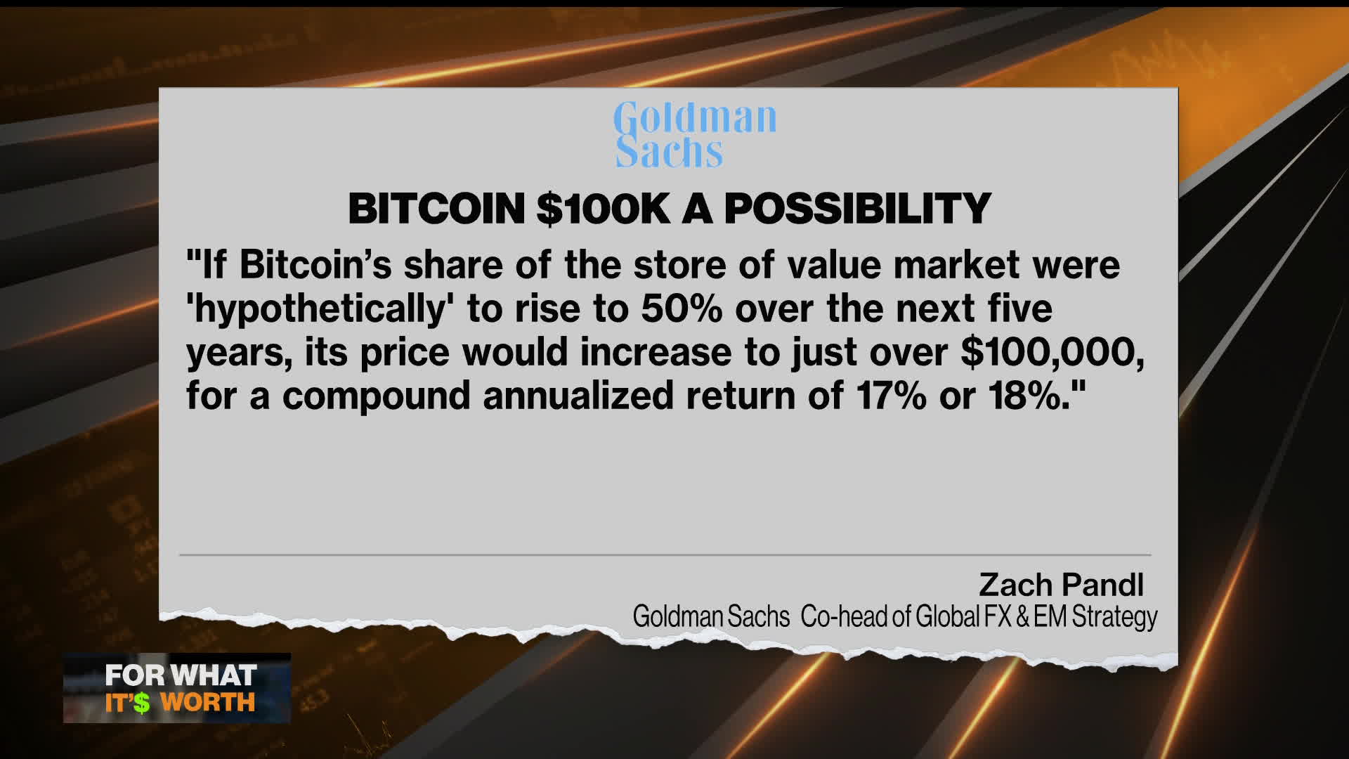 Watch Bitcoin Could Hit $100,000, Says Goldman Sachs - Bloomberg