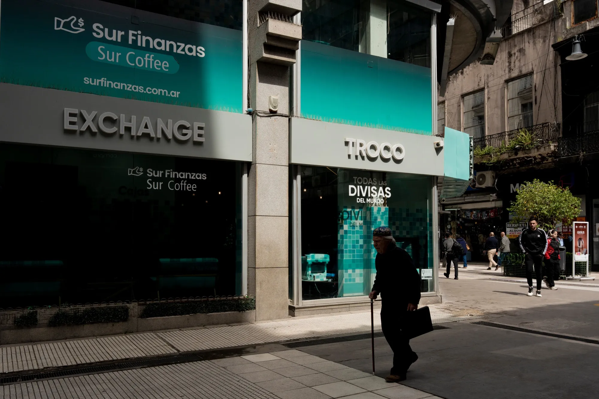 Casa de cambio en el distrito financiero de&nbsp;Buenos Aires.