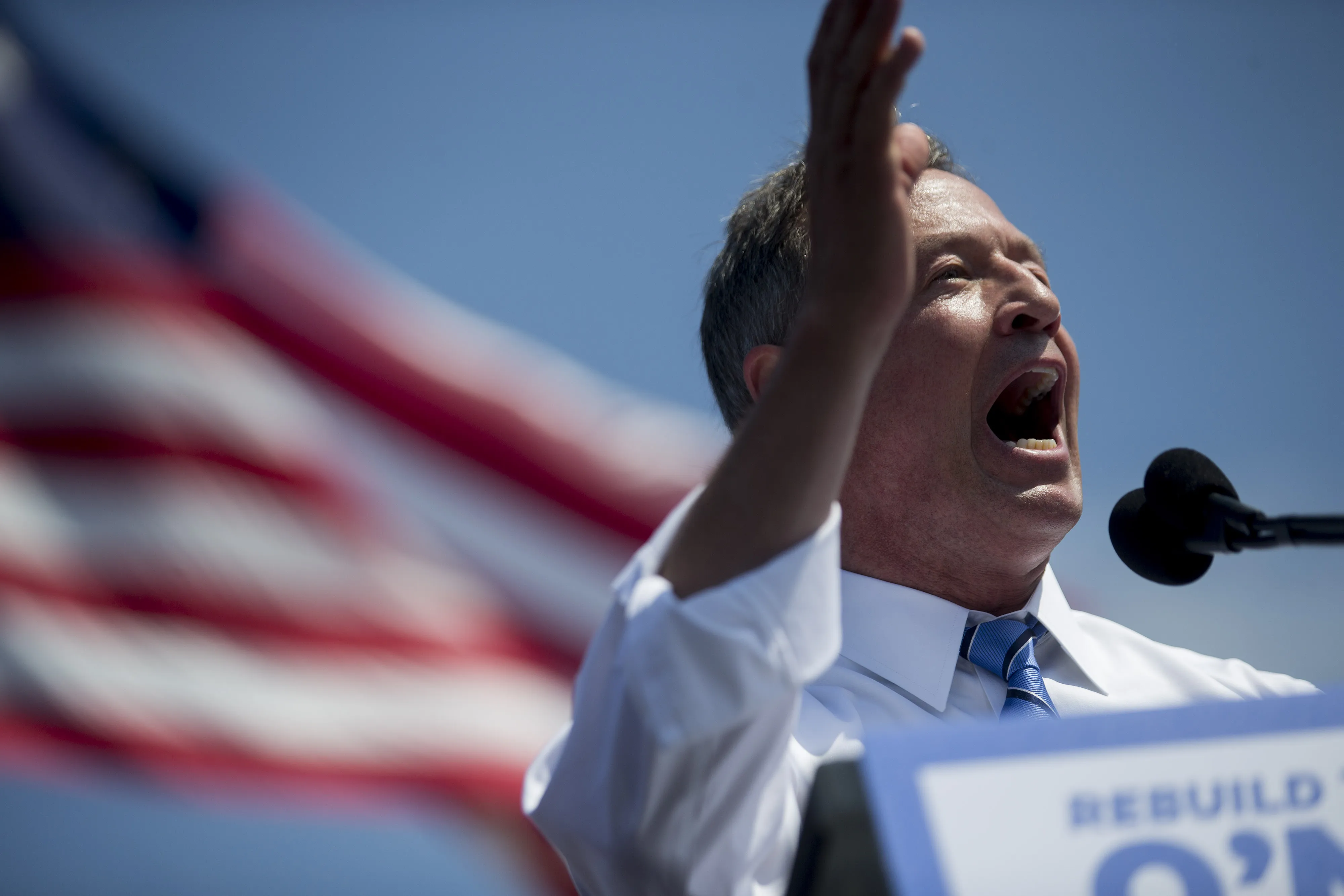 Martin O'Malley, former governor of Maryland, speaks while announcing he will seek the Democratic presidential nomination at Federal Hill Park in Baltimore, Maryland, U.S., on Saturday, May 30, 2015. O'Malley said he will seek the Democratic nomination for president in 2016, launching a long-shot challenge against front-runner Hillary Clinton.
