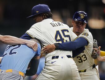 relates to Brewers' Uribe suspended 6 games for brawl, Peralta 5 and Murphy 2 while Rays' Siri penalized 2