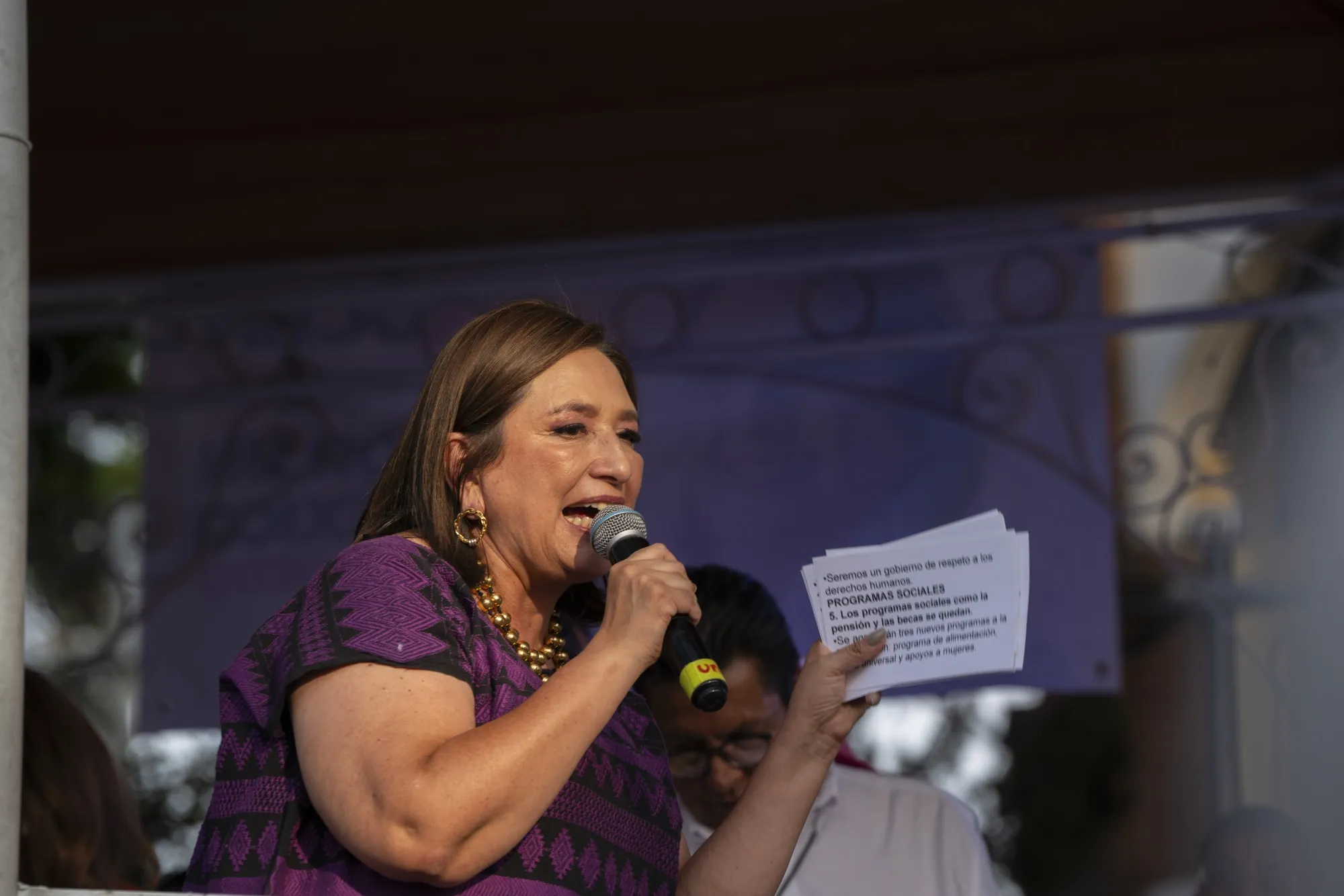 Xochitl Galvez speaks at a rally in Mexico City on May 7.