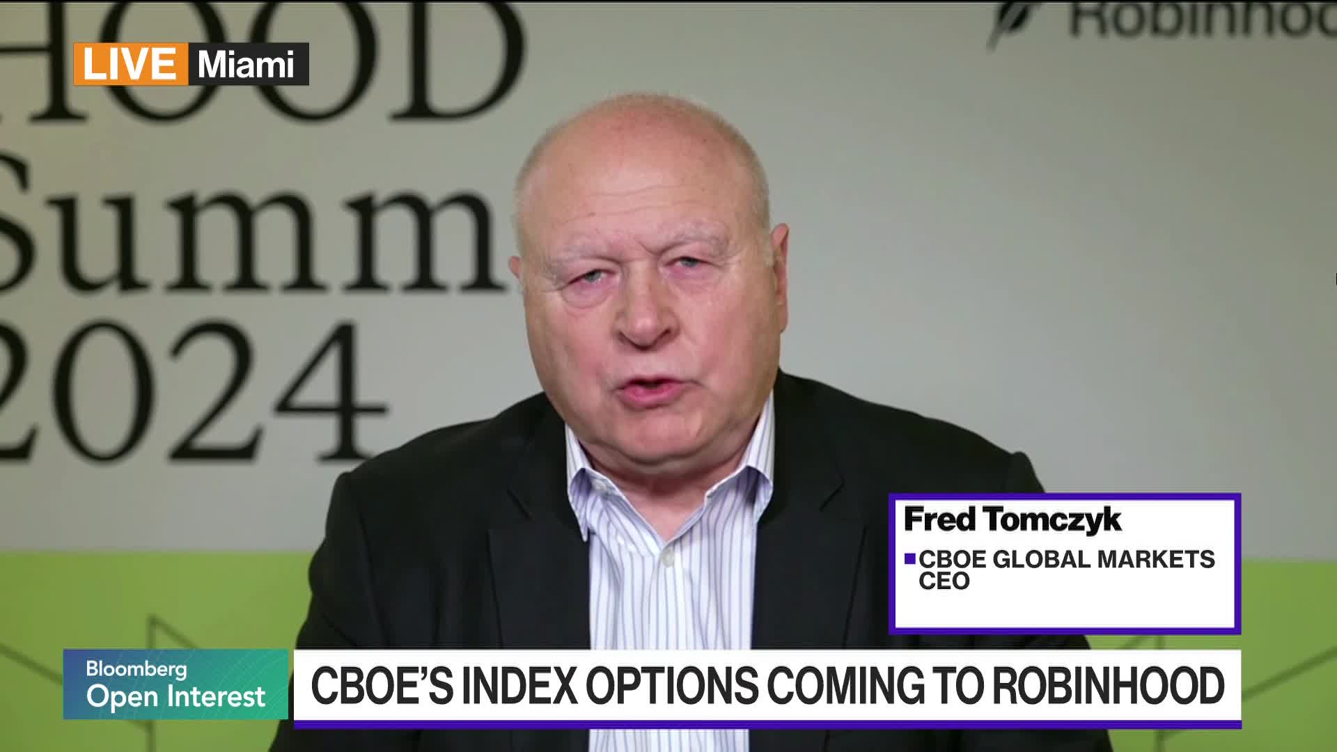 Watch Cboe CEO on Robinhood, Derivatives, M&A - Bloomberg
