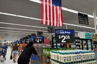 Shoppers inside a Walmart store in San Leandro, California, US.