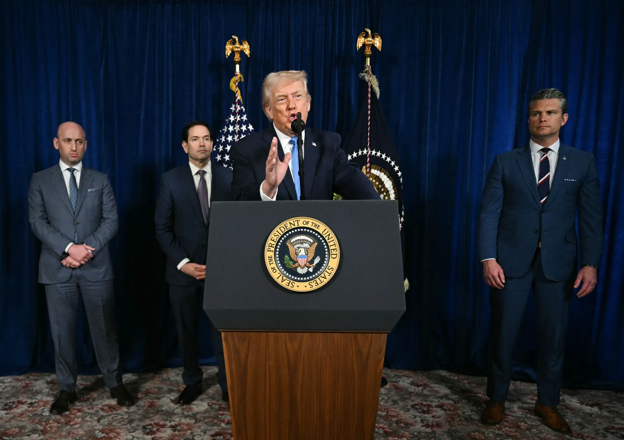 マドゥロ氏拘束後にフロリダ州の私邸「マールアラーゴ」で記者会見したトランプ大統領（1月3日）