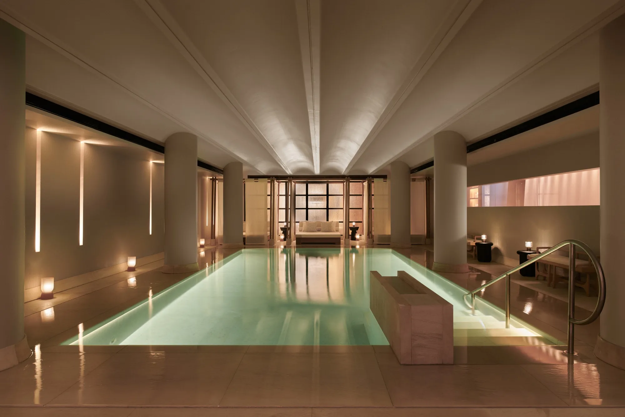The pool at Claridge’s hotel in London. The spa and pool were designed by Andre Fu.