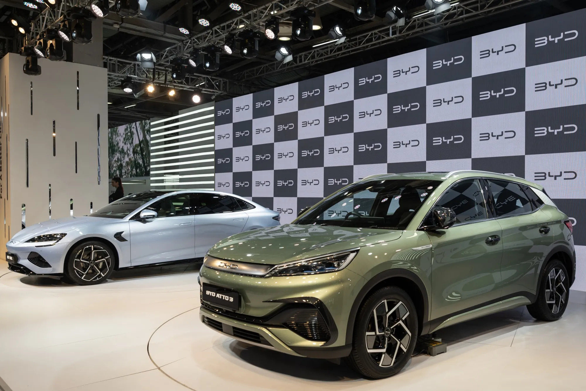 The BYD Seal and Atto 3 at the India Auto Expo.