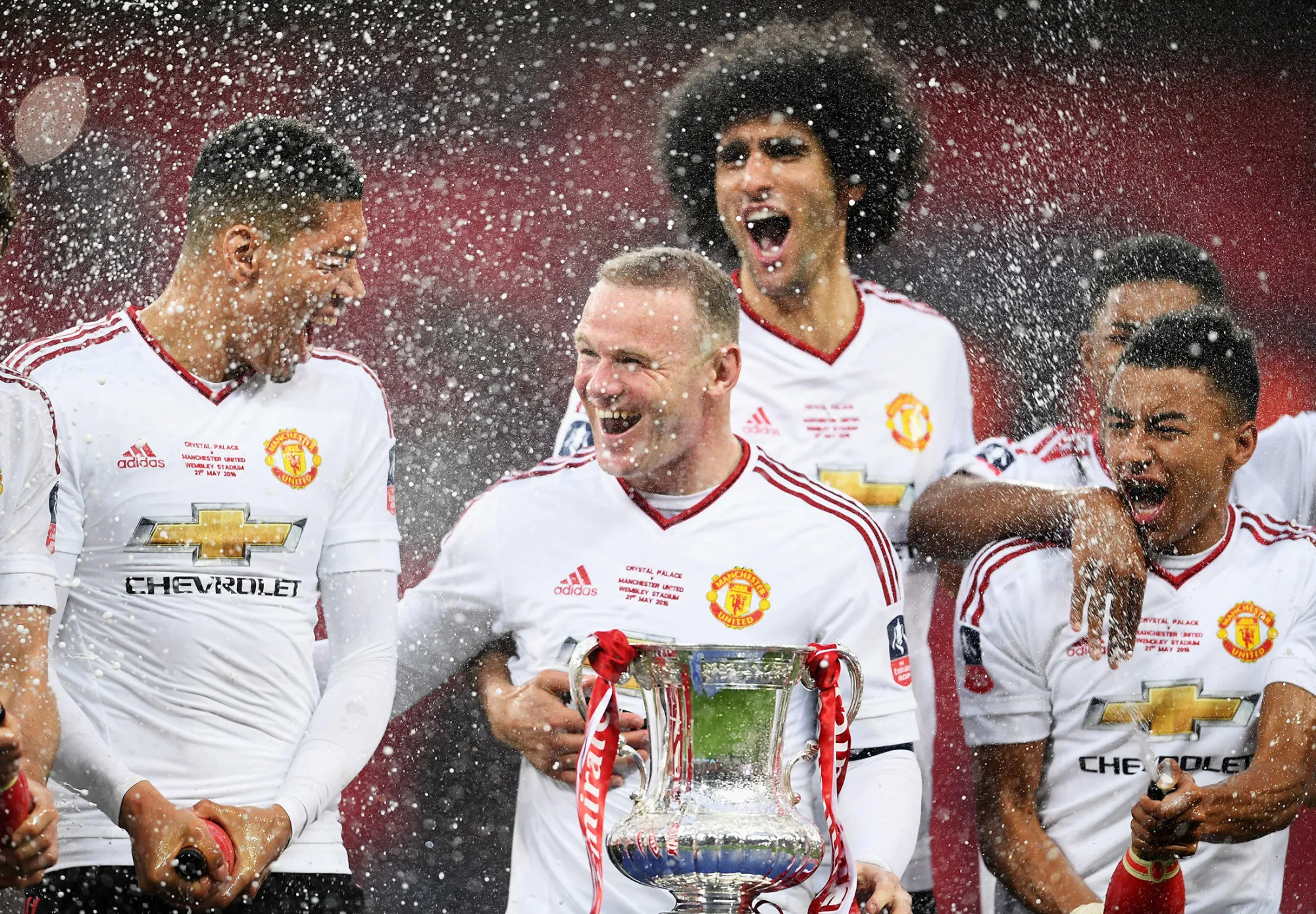 Wayne Rooney of Manchester United celebrates their victory over Crystal Palace at The Emirates FA Cup match.

