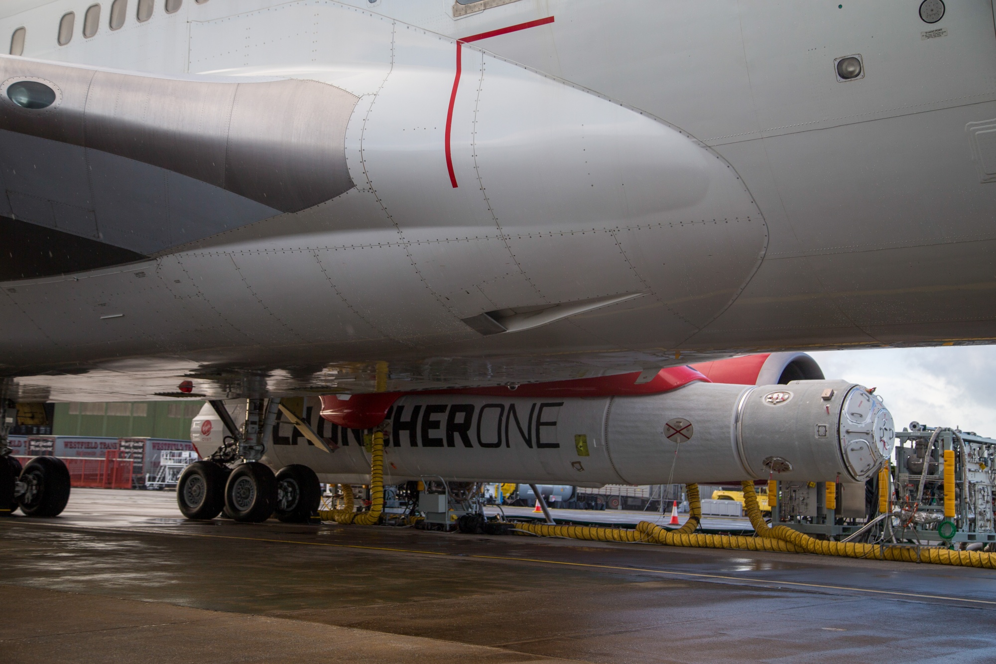 Virgin Orbit's flying launch pad rolls on runway with rocket in its pocket