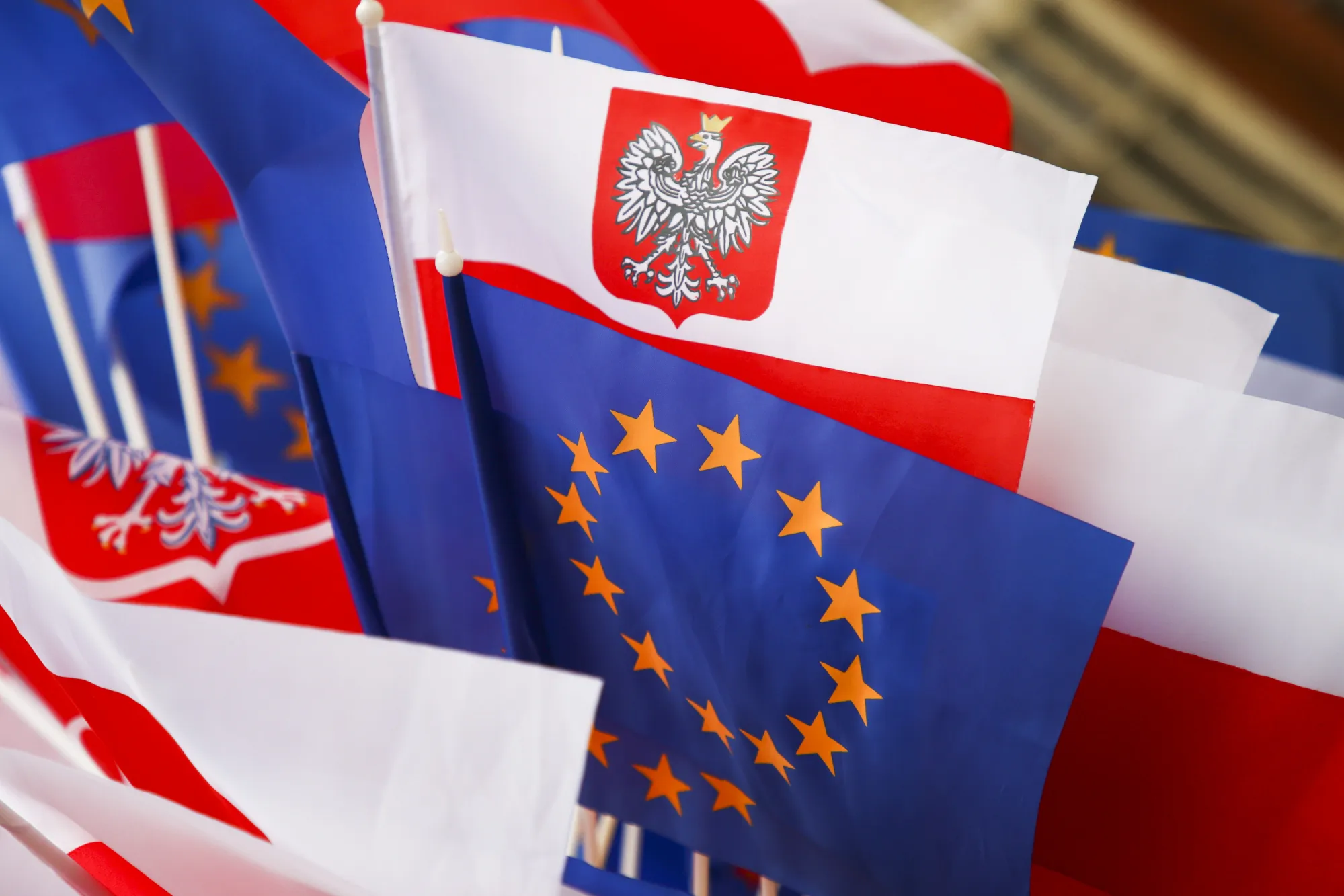 Polish and EU flags