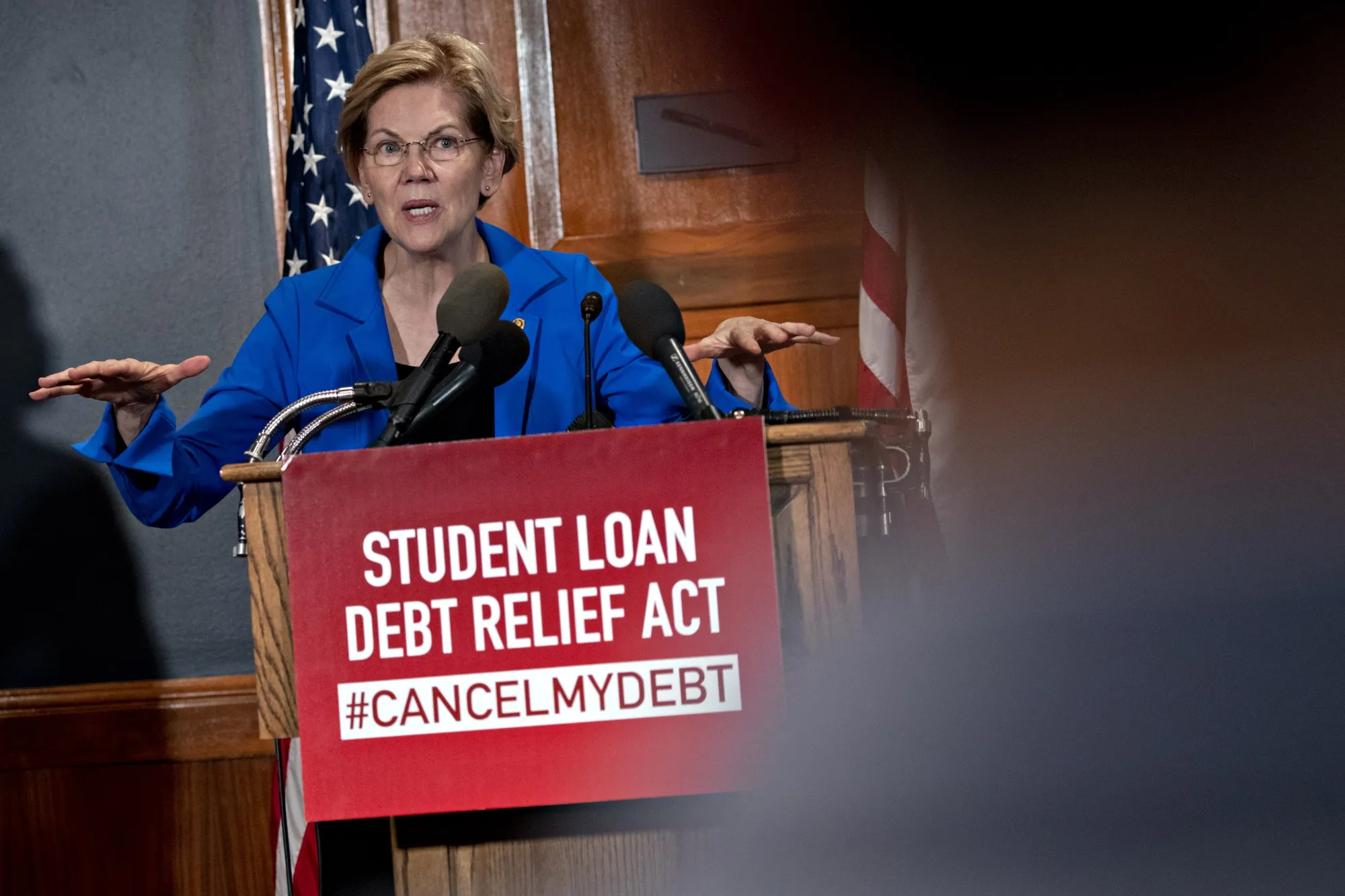 Elizabeth Warren calls student debt an anchor on the economy.
