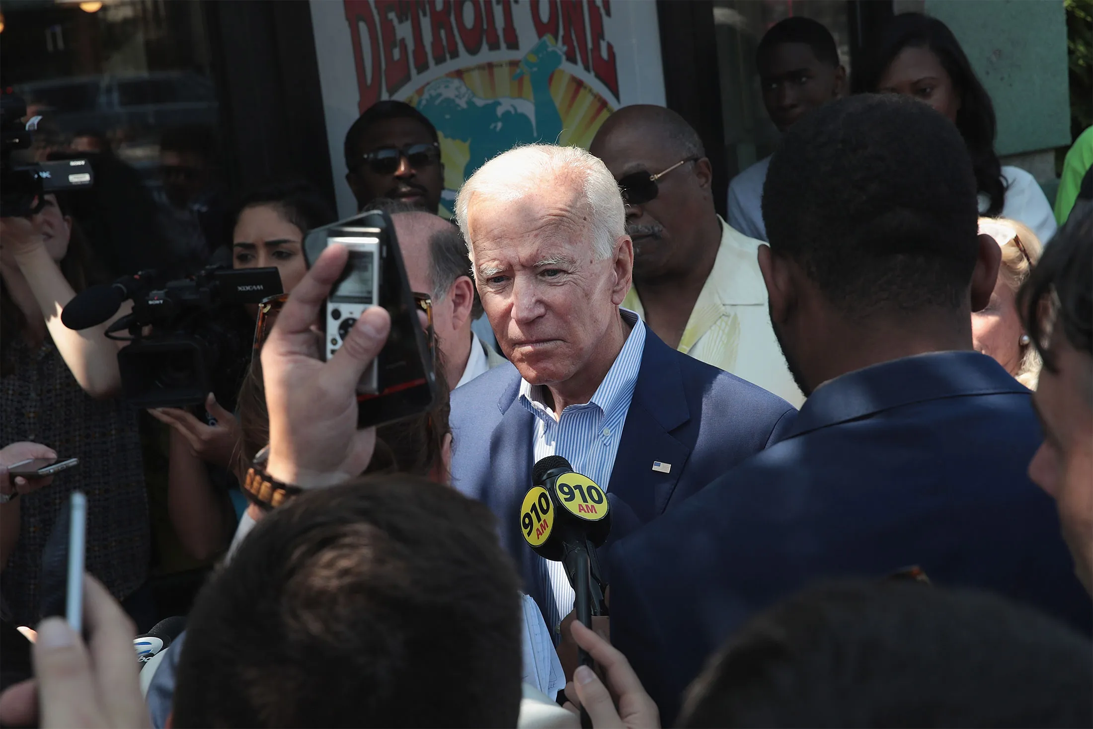 Joe Biden speaks with the media&nbsp;in Detroit, Michigan on Aug. 1.&nbsp;