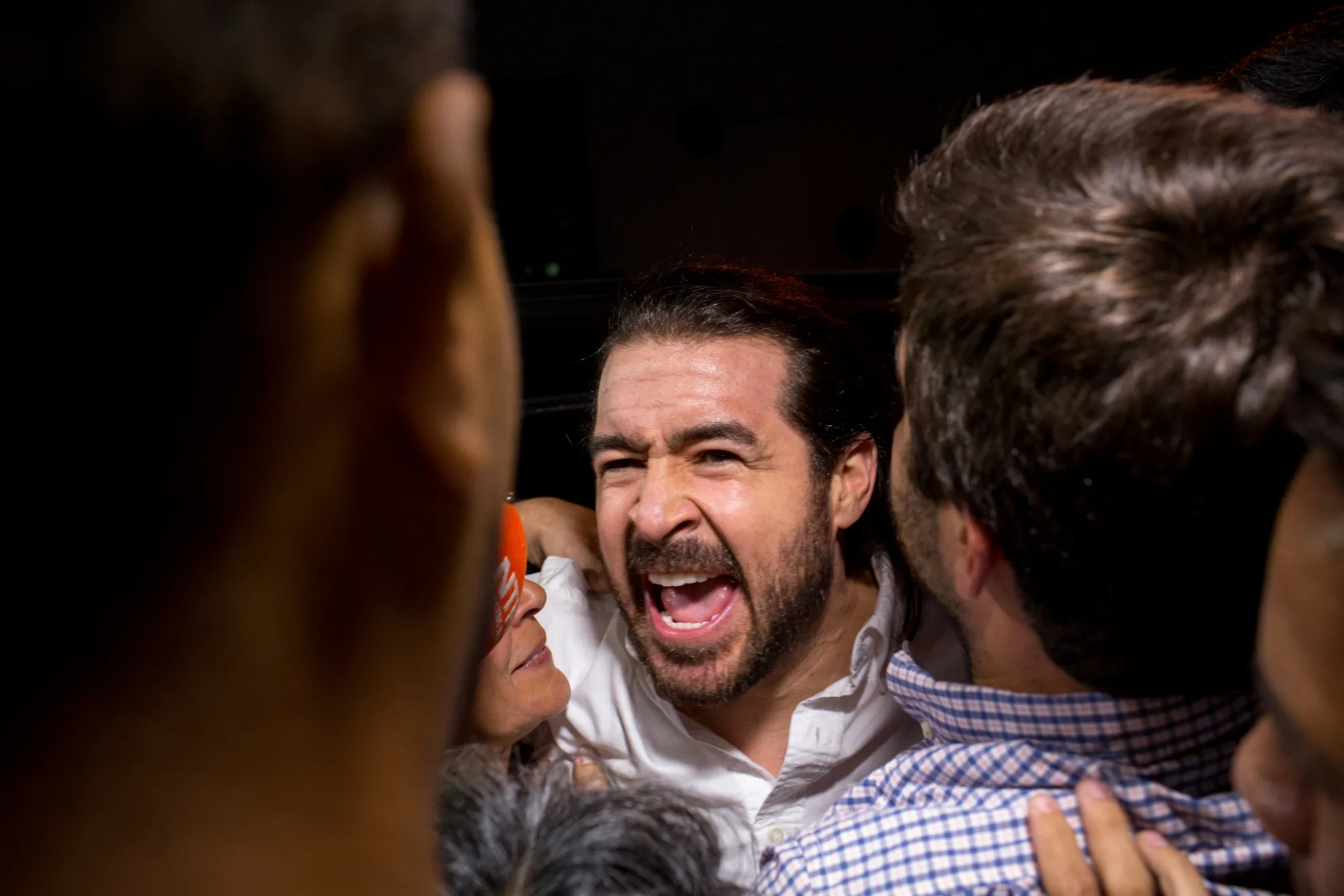 Daniel&nbsp;Ceballos, former San Cristobal mayor, center,&nbsp;is greeted by supporters after being released outside the Bolivarian Intelligence Service prison in Caracas, on&nbsp;June 1.&nbsp;