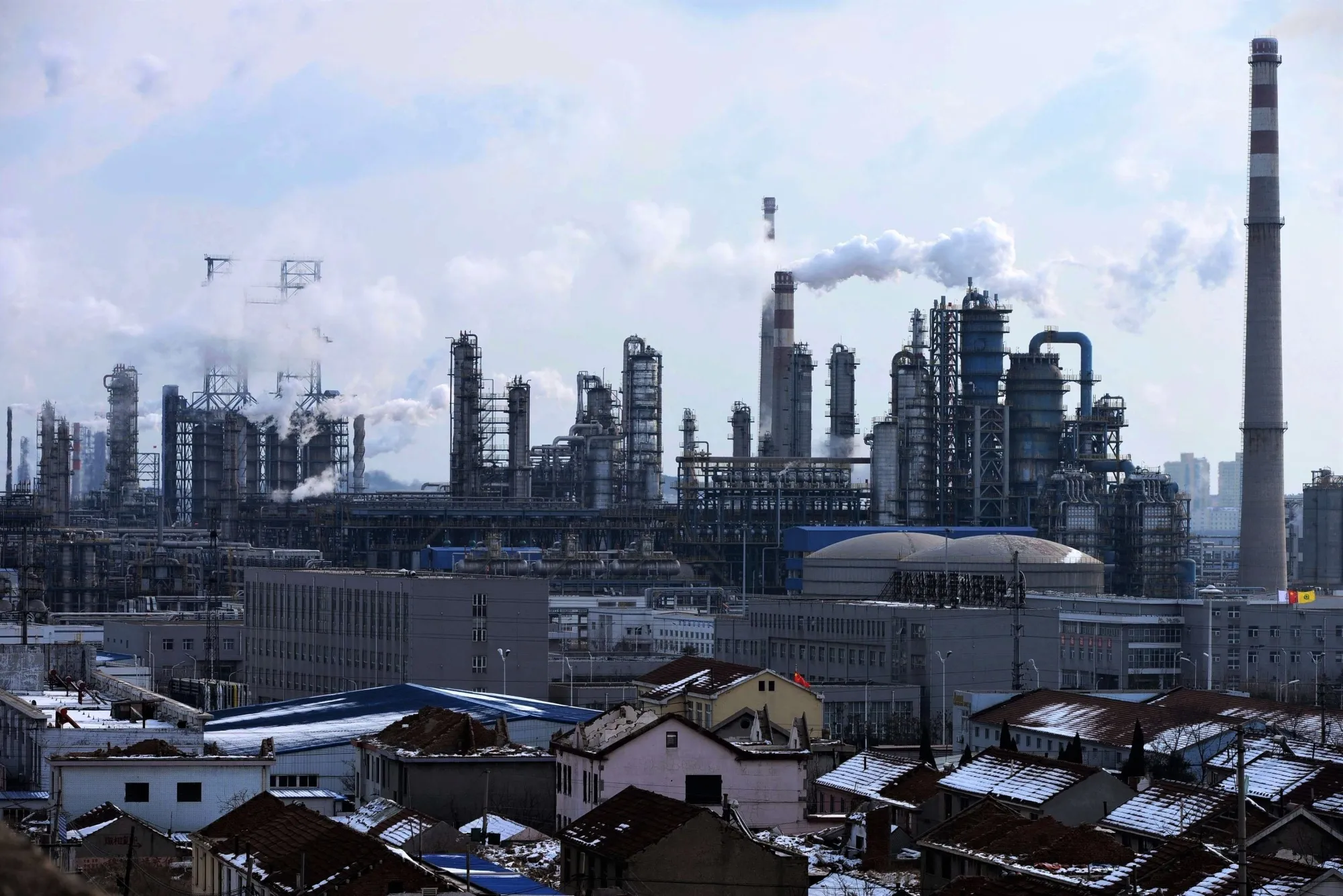 An oil refinery facility in Qingdao, Shandong Province in 2014. The refineries, are known as ‘teapots’ because of the shape of early plants.