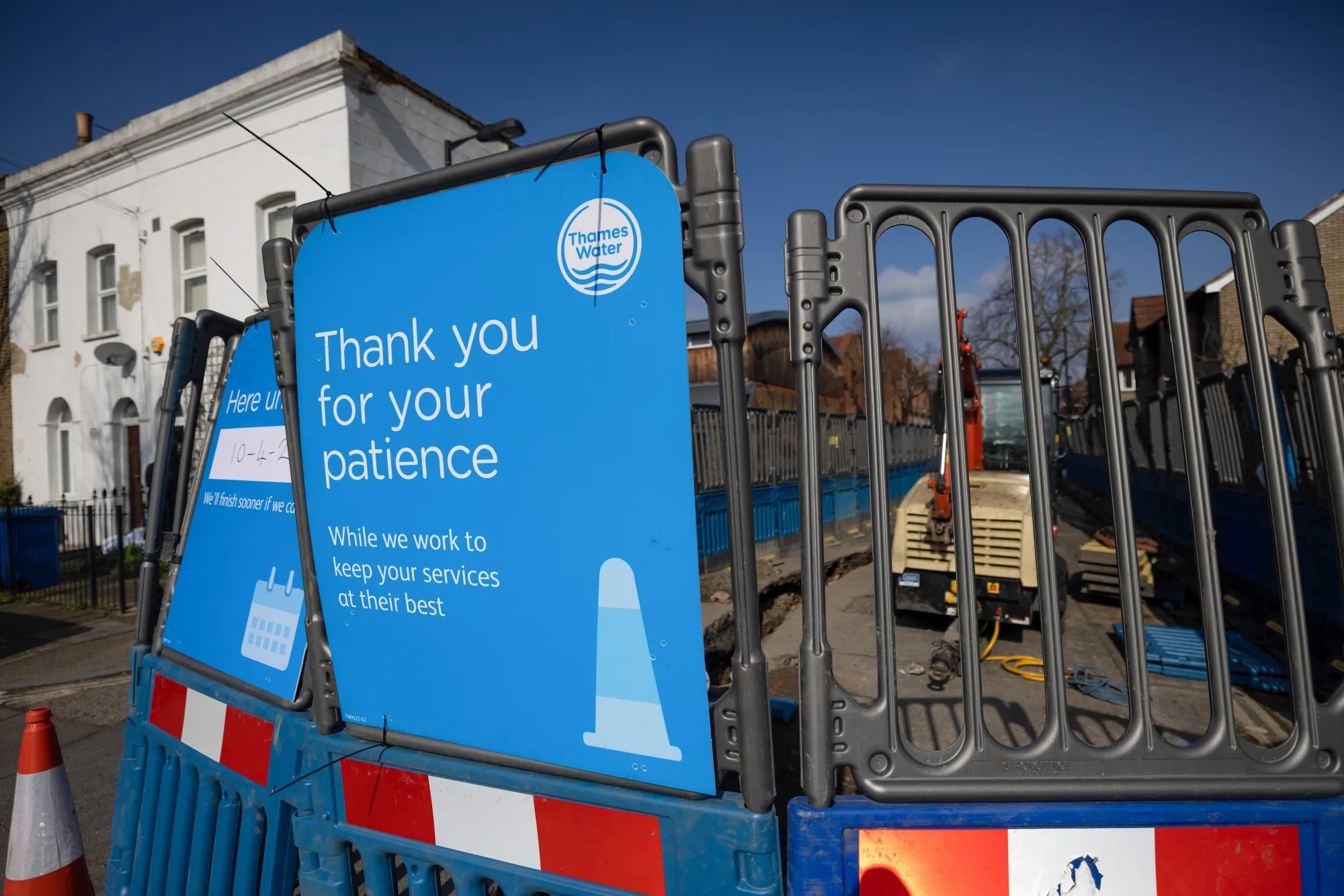 A Thames Water pipe works in London.