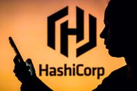 In this photo illustration, the HashiCorp logo is seen in