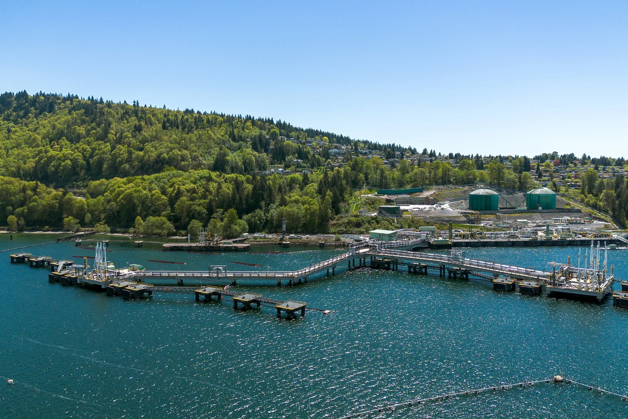 The Westridge Marine Terminal at the end point of the Trans Mountain Pipeline System in Burnaby, British Columbia.