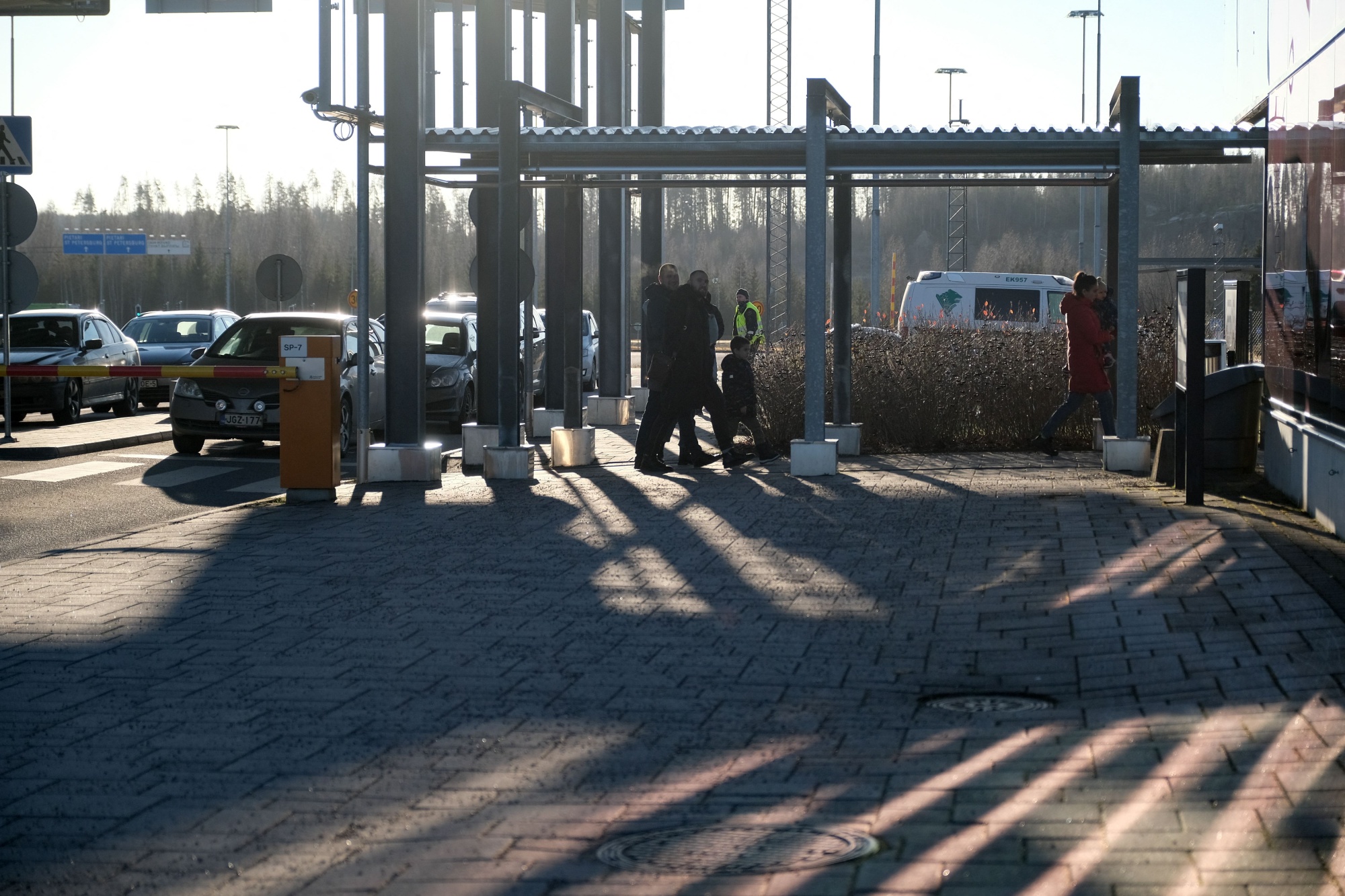 Travelers arriving from Russia at a border station in Lappeenranta, Finland, on Nov. 17.