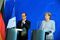 Germany's Chancellor Angela Merkel Holds News Conference With France's President Francois Hollande And Italy's Prime Minister Matteo Renzi