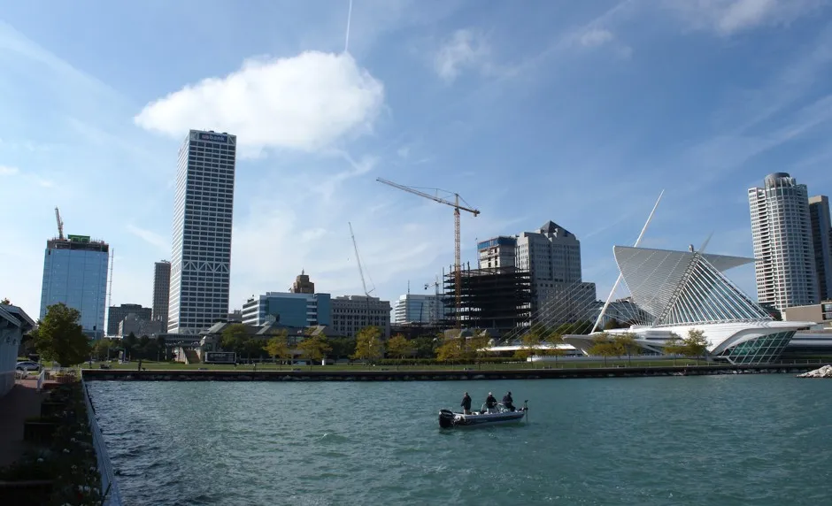 The Milwaukee skyline looking west from Lake Michigan in 2015.