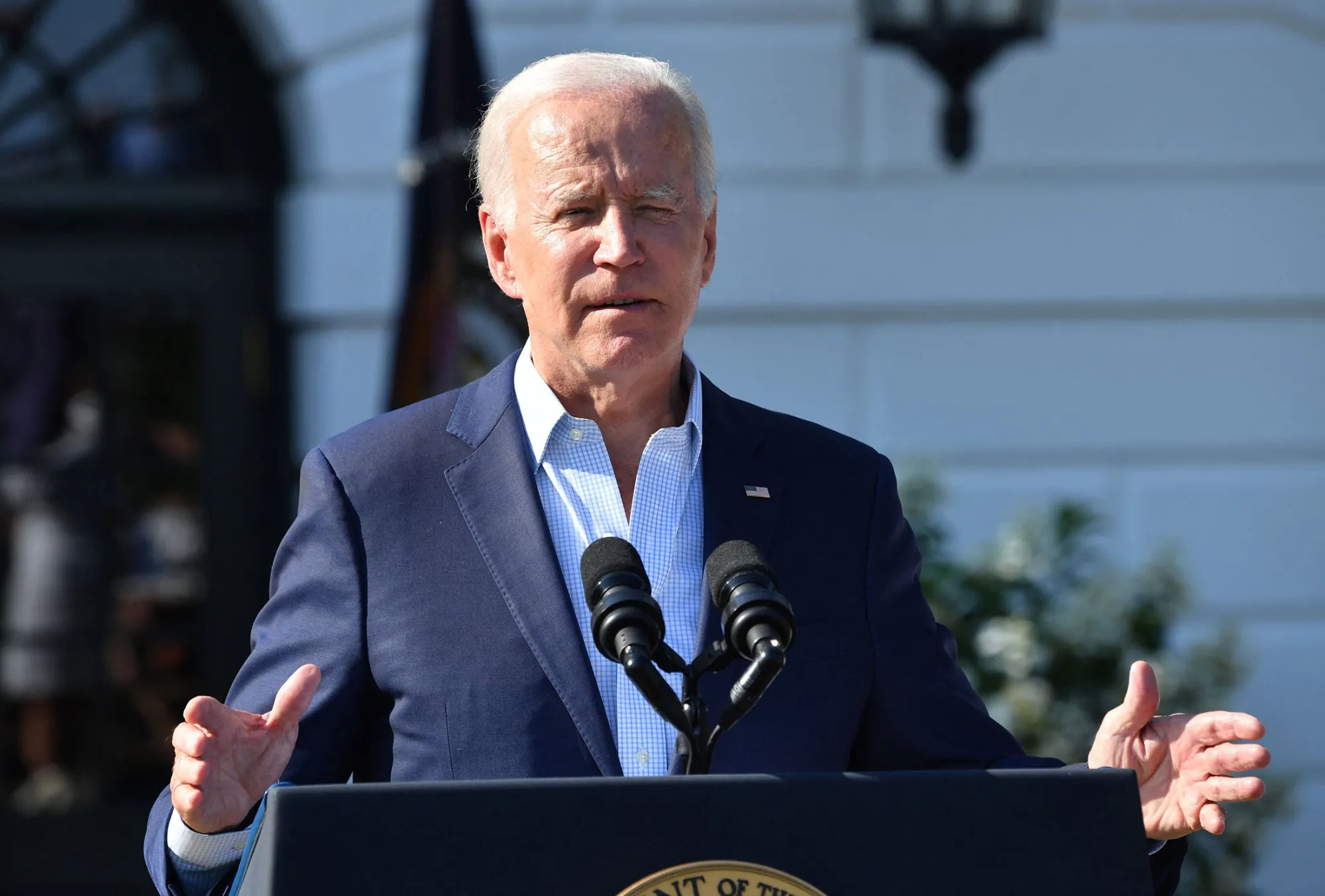 Joe Biden&nbsp;at a 4th of July BBQ with military families at the White House.