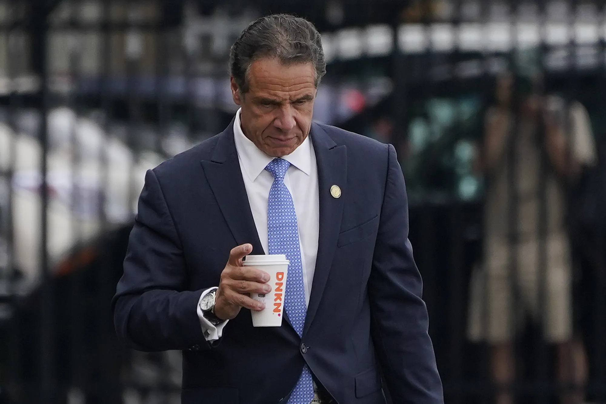 Andrew Cuomo after announcing his resignation&nbsp;in New York, on Aug. 10.